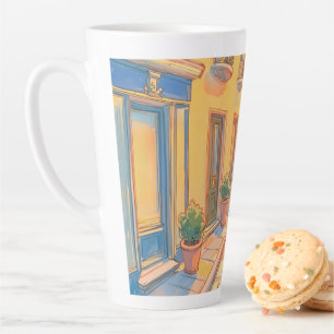 Tasse Latte Sunny European Street Architecture confortable Art
