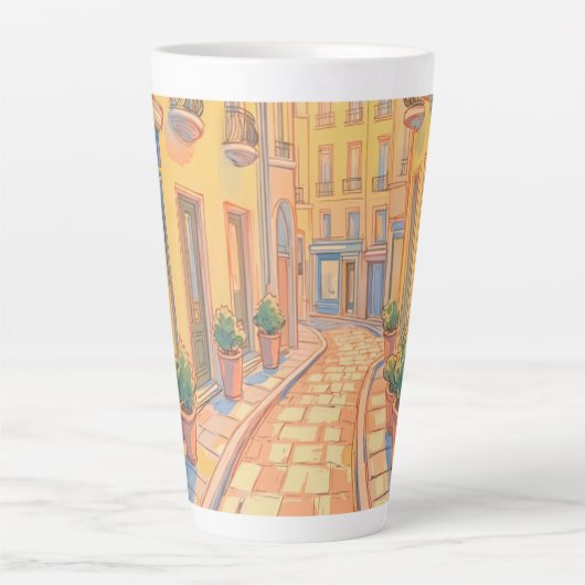 Tasse Latte Sunny European Street Architecture confortable Art (Devant)