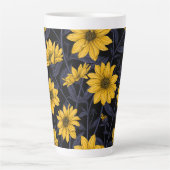 Tasse Latte Sunroot, tournesol sauvage en jaune et bleu (Devant)