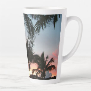 Tasse Latte Sunset Palms Tropical Paysage Photographie