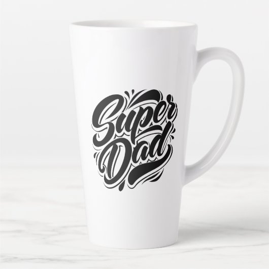 Tasse Latte Super Dad Hero Typography Design-67888 (Droite)