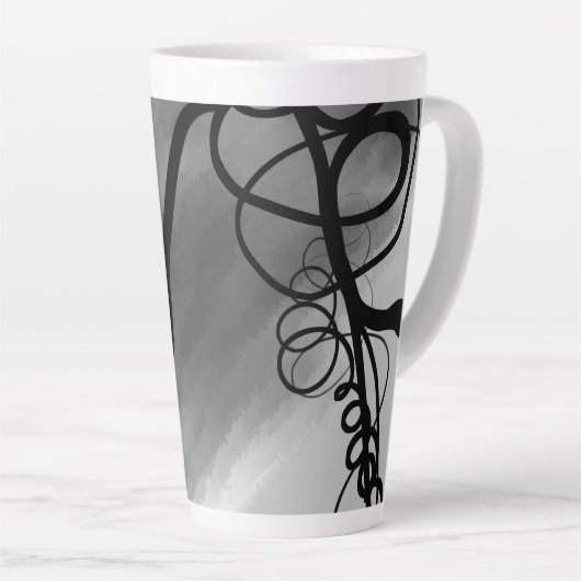 Tasse Latte Sur la grille : gris Abstrait, noir et blanc (Angle droit)