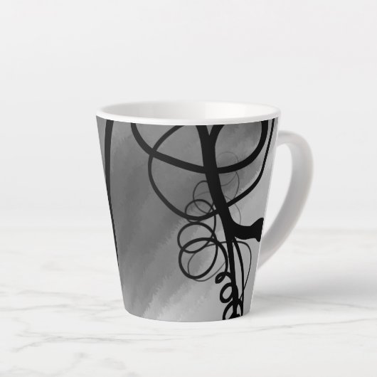 Tasse Latte Sur la grille : gris Abstrait, noir et blanc (Angle droit)