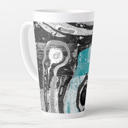 Tasse Latte Surface Current – Abstract Flow & Structure Combo (Angle gauche)