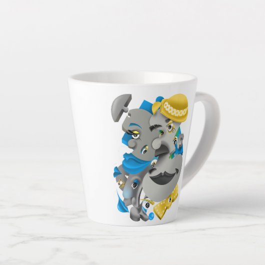 Tasse Latte Surreal Faces Bold & Artistic Latte Cup (Angle droit)