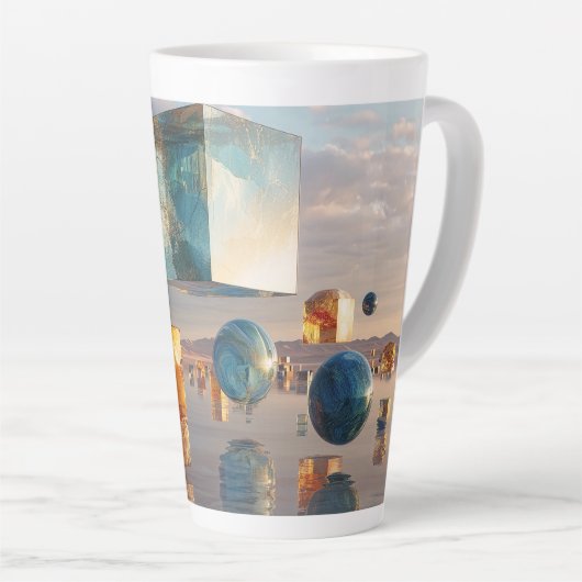 Tasse Latte Surreal Floating Cubes And Spheres (Angle droit)