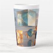 Tasse Latte Surreal Floating Cubes And Spheres (Devant)