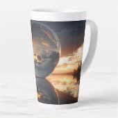 Tasse Latte Surreal Reflective Sphere With Sunset Clouds Over  (Angle droit)