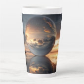 Tasse Latte Surreal Reflective Sphere With Sunset Clouds Over  (Devant)