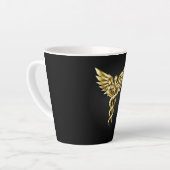 Tasse Latte Symbole caducee polygonale en or (Angle gauche)