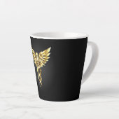 Tasse Latte Symbole caducee polygonale en or (Angle droit)
