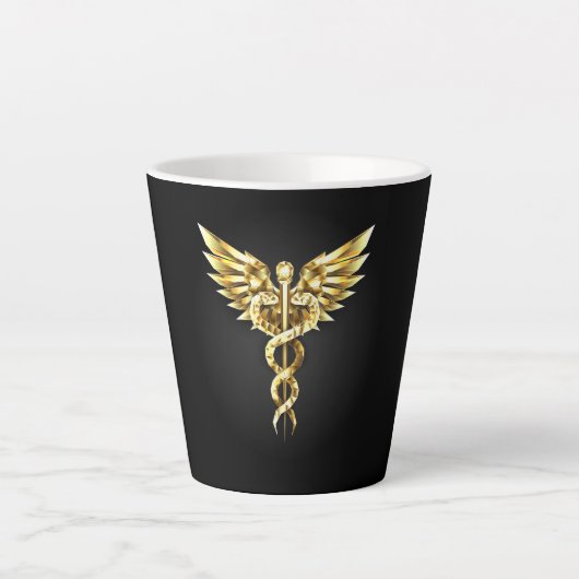 Tasse Latte Symbole caducee polygonale en or (Devant)