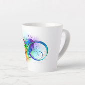 Tasse Latte Symbole d'infini avec plume arc-en-ciel (Angle droit)