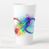 Tasse Latte Symbole d'infini avec plume arc-en-ciel (Devant)