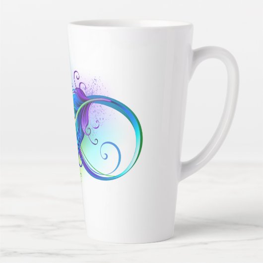 Tasse Latte Symbole d'infini avec plume arc-en-ciel (Droite)