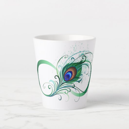 Tasse Latte Symbole d'infini avec plume de paon (Devant)