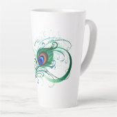 Tasse Latte Symbole d'infini avec plume de paon (Angle droit)