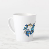 Tasse Latte Symbole infini de papillons Morpho bleus (Angle gauche)