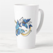 Tasse Latte Symbole infini de papillons Morpho bleus (Angle droit)
