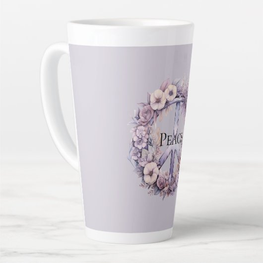 Tasse Latte SYMBOLE Lavande Blanc Floral Paix (Angle gauche)