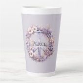 Tasse Latte SYMBOLE Lavande Blanc Floral Paix (Devant)