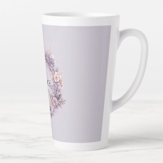 Tasse Latte SYMBOLE Lavande Blanc Floral Paix (Droite)