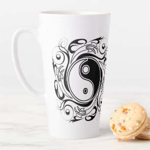 Tasse Latte Symbole Yin & Yang Tatouage Noir et Blanc