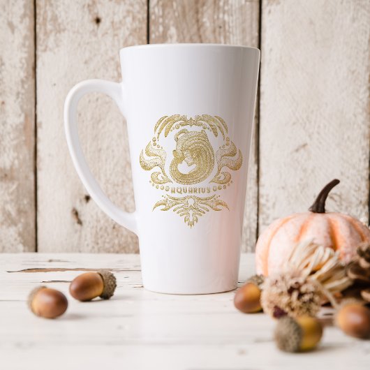 Tasse Latte SYMBOLE Zodiaque d'or Aquarius | Monogramme