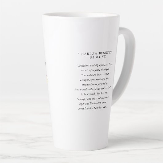 Tasse Latte SYMBOLE Zodiaque Léo Astrologie Aquarelle | Monogr (Angle droit)