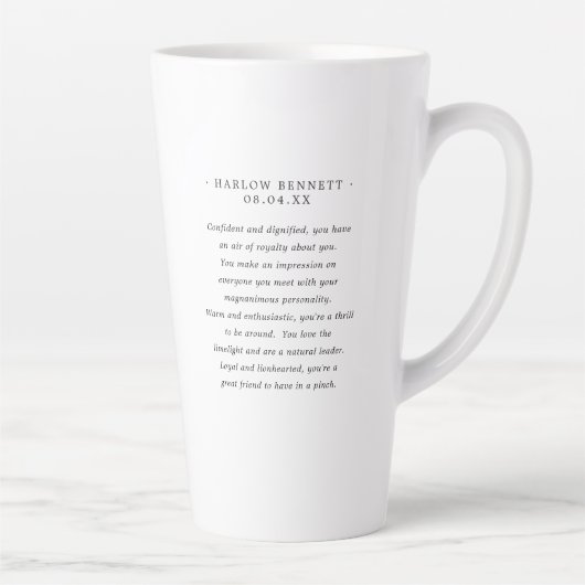 Tasse Latte SYMBOLE Zodiaque Léo Astrologie Aquarelle | Monogr (Droite)