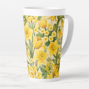 Tasse Latte Symphonie des fleurs jaunes de printemps