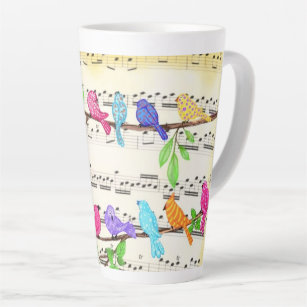 Tasse Latte Symphonie d'oiseaux musicaux colorés - Chanson mag