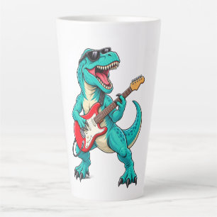 Tasse Latte T-Rex dinosaure rockeur avec lunettes de soleil et