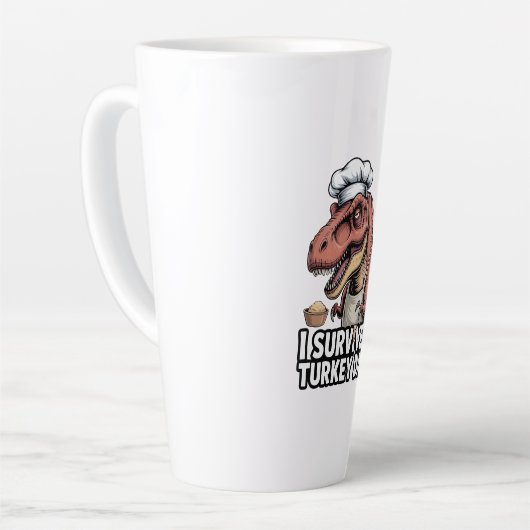 Tasse Latte T-Rex I Survived Turkey Day Chef  (Angle gauche)