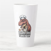 Tasse Latte T-Rex I Survived Turkey Day Chef  (Devant)