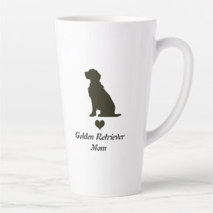 Tasse Latte T-Shirt Chien Silhouette Maman Golden Retriever Cœ
