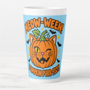Tasse Latte T-Shirt Halloween Chat Mignon Citrouille Parfait M