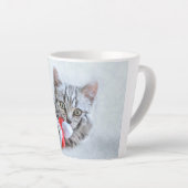 Tasse Latte Tabby gris mou Chat avec Noël Casquette (Angle droit)