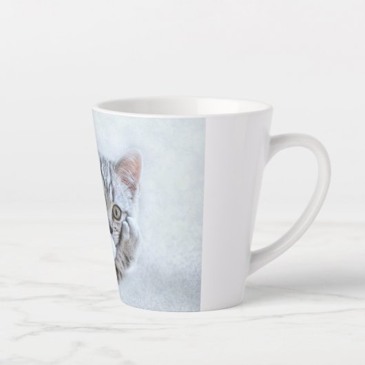 Tasse Latte Tabby gris mou Chat avec Noël Casquette (Droite)