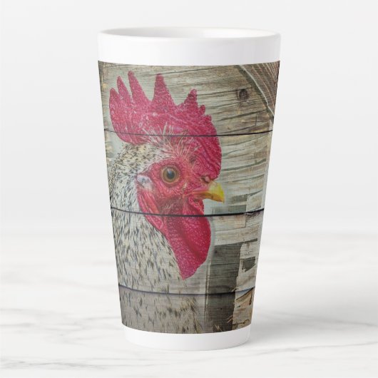 Tasse Latte Tableau de la grange de poulet rustique Rooster (Devant)