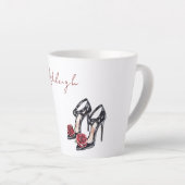 Tasse Latte Talons Hauts Fleuris Rose Noir Rouge (Angle droit)