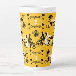 Tasse Latte Tandem De Cyclisme Romantique Mariage Et Fiançaill