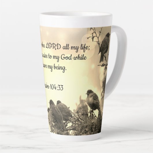 Tasse Latte Tangue tardive chrétienne avec versets bibliques (Angle droit)