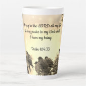 Tasse Latte Tangue tardive chrétienne avec versets bibliques (Devant)