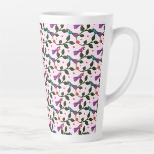 Tasse Latte Tapisserie Motif Sans Fin Floral Oiseau Coloré