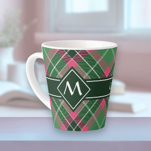 Tasse Latte Tartan vert et rose