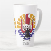 Tasse Latte ☕Tasse Latte Drapeau Polynésien "café ! Taofe !"  (Angle droit)