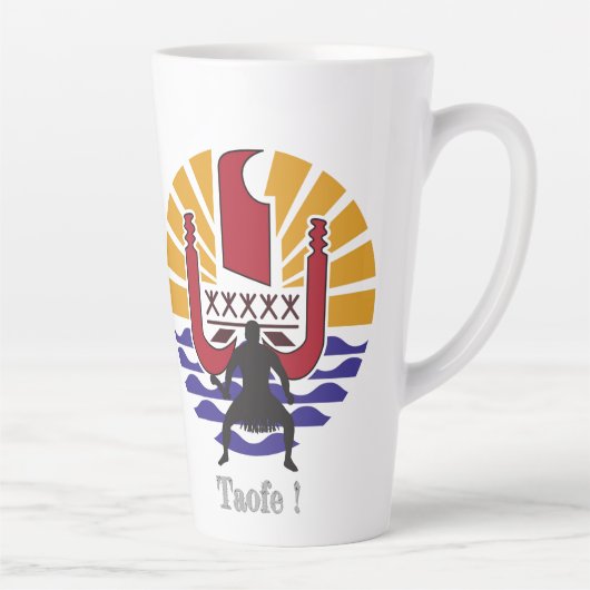 Tasse Latte ☕Tasse Latte Drapeau Polynésien "café ! Taofe !"  (Droite)