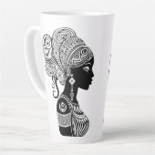 Tasse Latte Tatouage Tribal Portrait de Fille Africaine (Angle gauche)