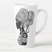 Tasse Latte Tatouage Tribal Portrait de Fille Africaine (Droite)